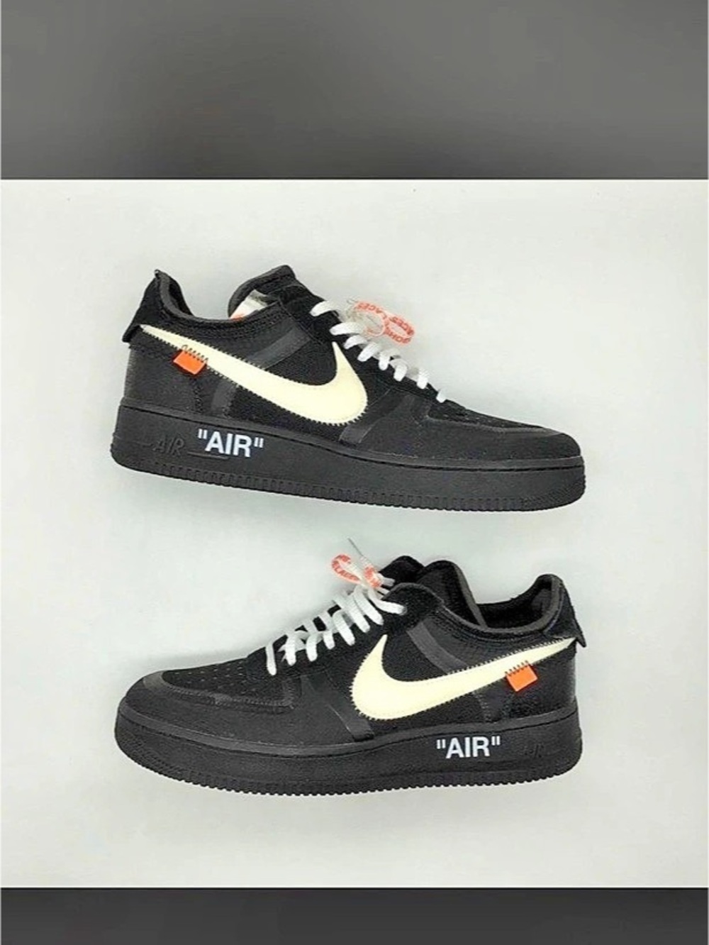 Nike off.white Air Force 1 Black & White Sneakers Like New yellowing/oranging in